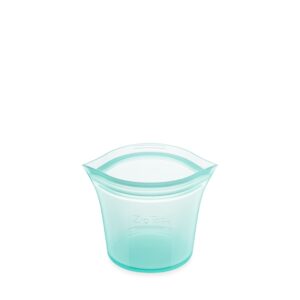 zip top reusable food storage bags | short cup [teal] | silicone meal prep container | microwave, dishwasher and freezer safe | made in the usa