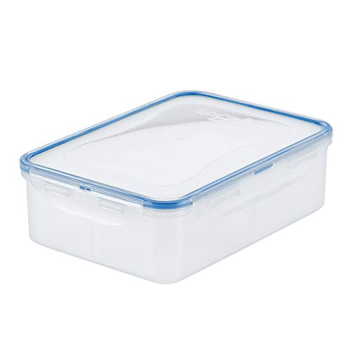 LOCK & LOCK Easy Essentials Food Storage lids/Airtight containers, BPA Free, Rectangle-54 oz-for Snacks (4 Section), Clear