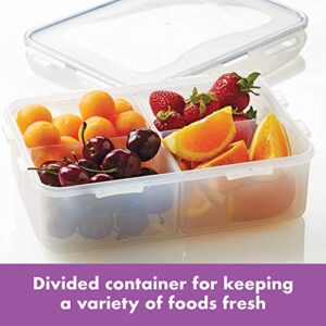 LOCK & LOCK Easy Essentials Food Storage lids/Airtight containers, BPA Free, Rectangle-54 oz-for Snacks (4 Section), Clear