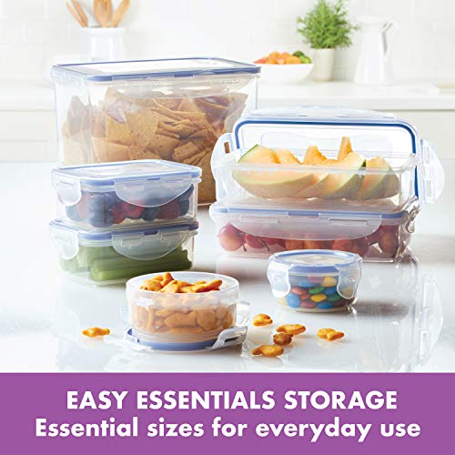 LOCK & LOCK Easy Essentials Food Storage lids/Airtight containers, BPA Free, Rectangle-54 oz-for Snacks (4 Section), Clear