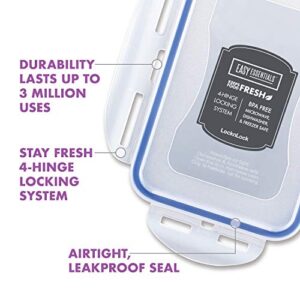 LOCK & LOCK Easy Essentials Food Storage lids/Airtight containers, BPA Free, Rectangle-54 oz-for Snacks (4 Section), Clear