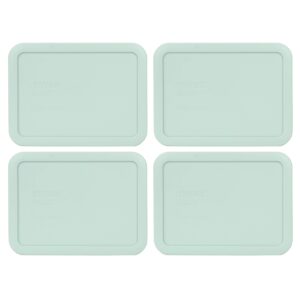 pyrex 7210-pc 3 cup muddy aqua rectangle plastic food storage lid, made in usa - 4 pack