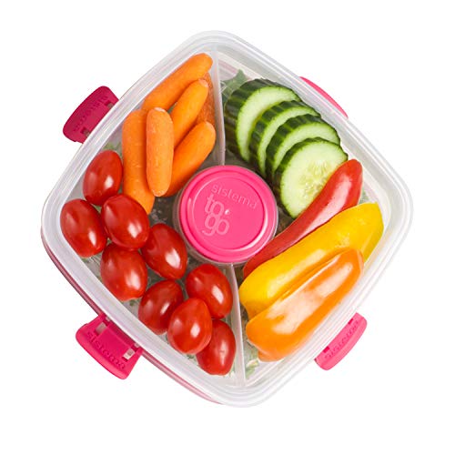 4/Pack Sistema Klip It Salad To Go Container Freezer 4.5 Cup Assorted Colors