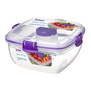 4/pack sistema klip it salad to go container freezer 4.5 cup assorted colors