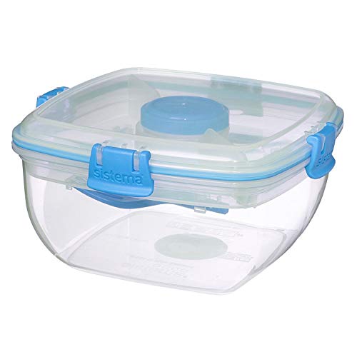 4/Pack Sistema Klip It Salad To Go Container Freezer 4.5 Cup Assorted Colors