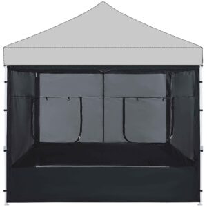 ABCCANOPY Food Booth 10' x 10' Sidewall Kit Set of 4, Includes 2 Roll-Up Serving Windows, Commercial Grade Mesh, Black