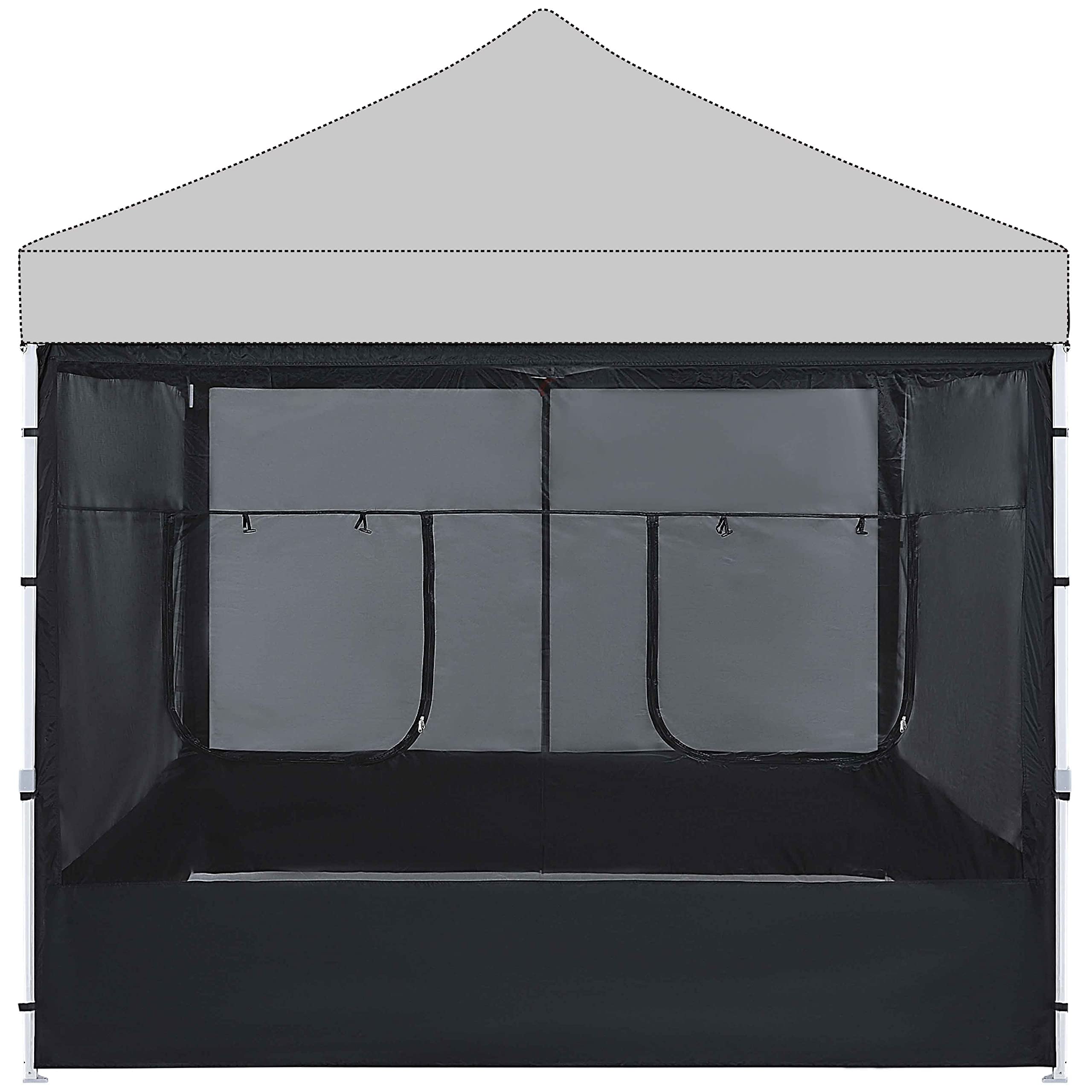 ABCCANOPY Food Booth 10' x 10' Sidewall Kit Set of 4, Includes 2 Roll-Up Serving Windows, Commercial Grade Mesh, Black