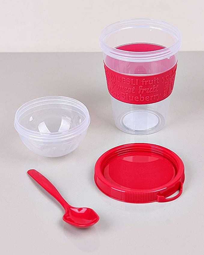 4 Pack Leak-Proof Yogurt Cups with Lid, On-the-Go Parfaid Cup for Snacking, Reusable Yogurt Cup with Lid and Spoon | Breakfast On the Go Cups