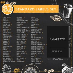 118 Pieces Coffee Syrup Labels Coffee Bar Labels Minimalist Labels Stickers for Organization Labels Waterproof Labels for Glass Coffee Labels for Coffee Syrup Bottles Dispenser, Black