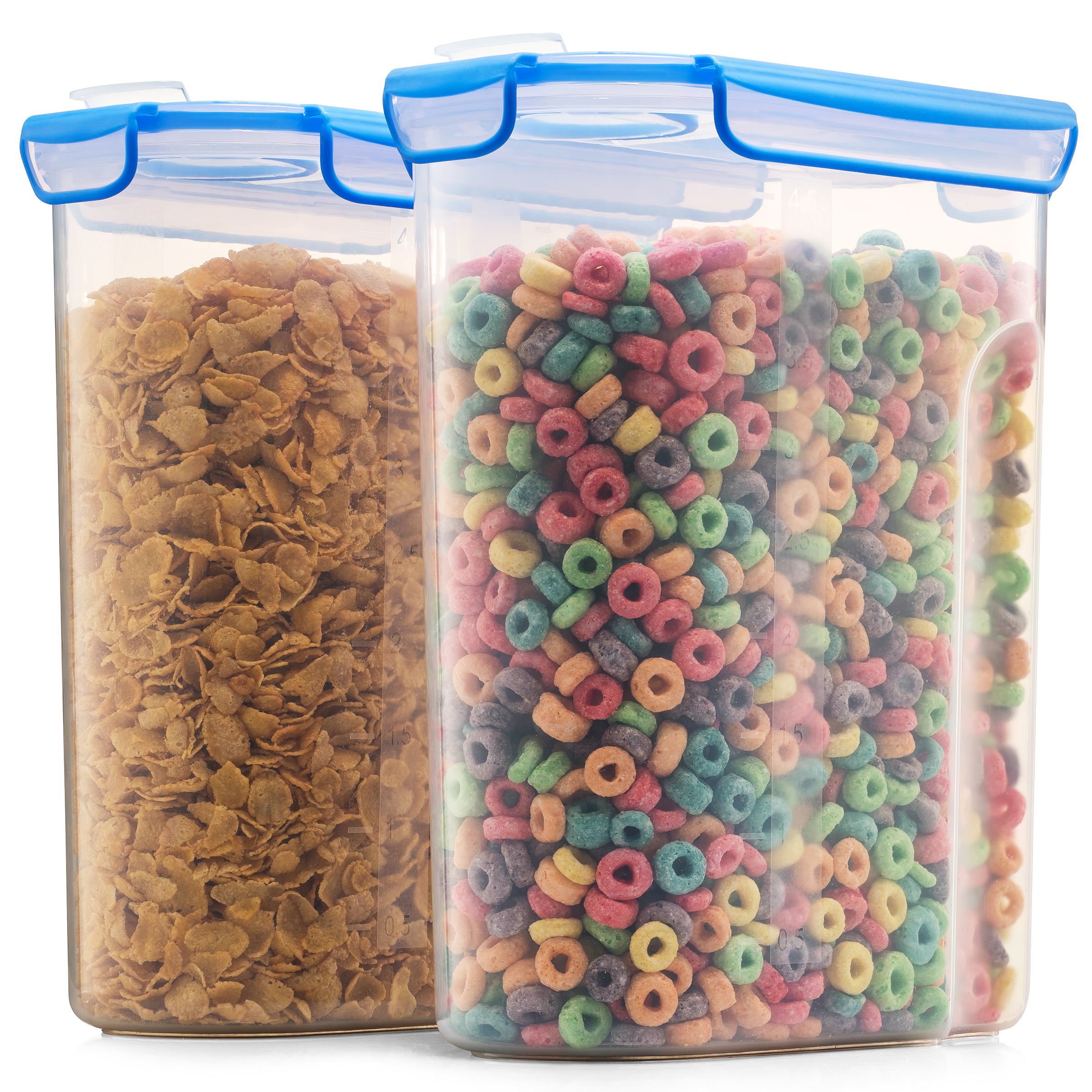 Extra Large Cereal Containers Storage Set - [2 Pack,168oz. 21 cup] Airtight Silicone Sealed Locking Lids extents freshness - Space Saving Kitchen Pantry Containers - Food storage containers For Flour.