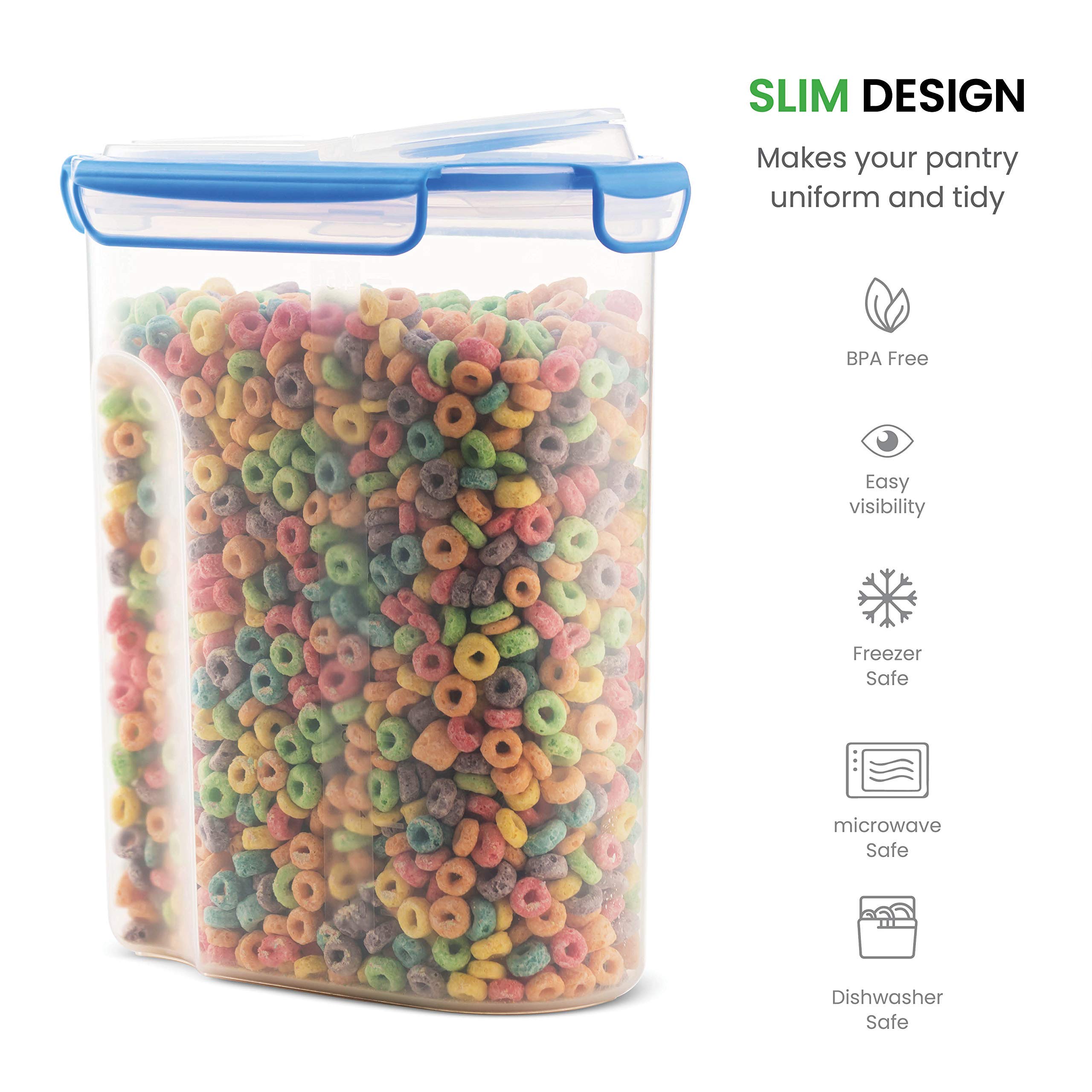 Extra Large Cereal Containers Storage Set - [2 Pack,168oz. 21 cup] Airtight Silicone Sealed Locking Lids extents freshness - Space Saving Kitchen Pantry Containers - Food storage containers For Flour.