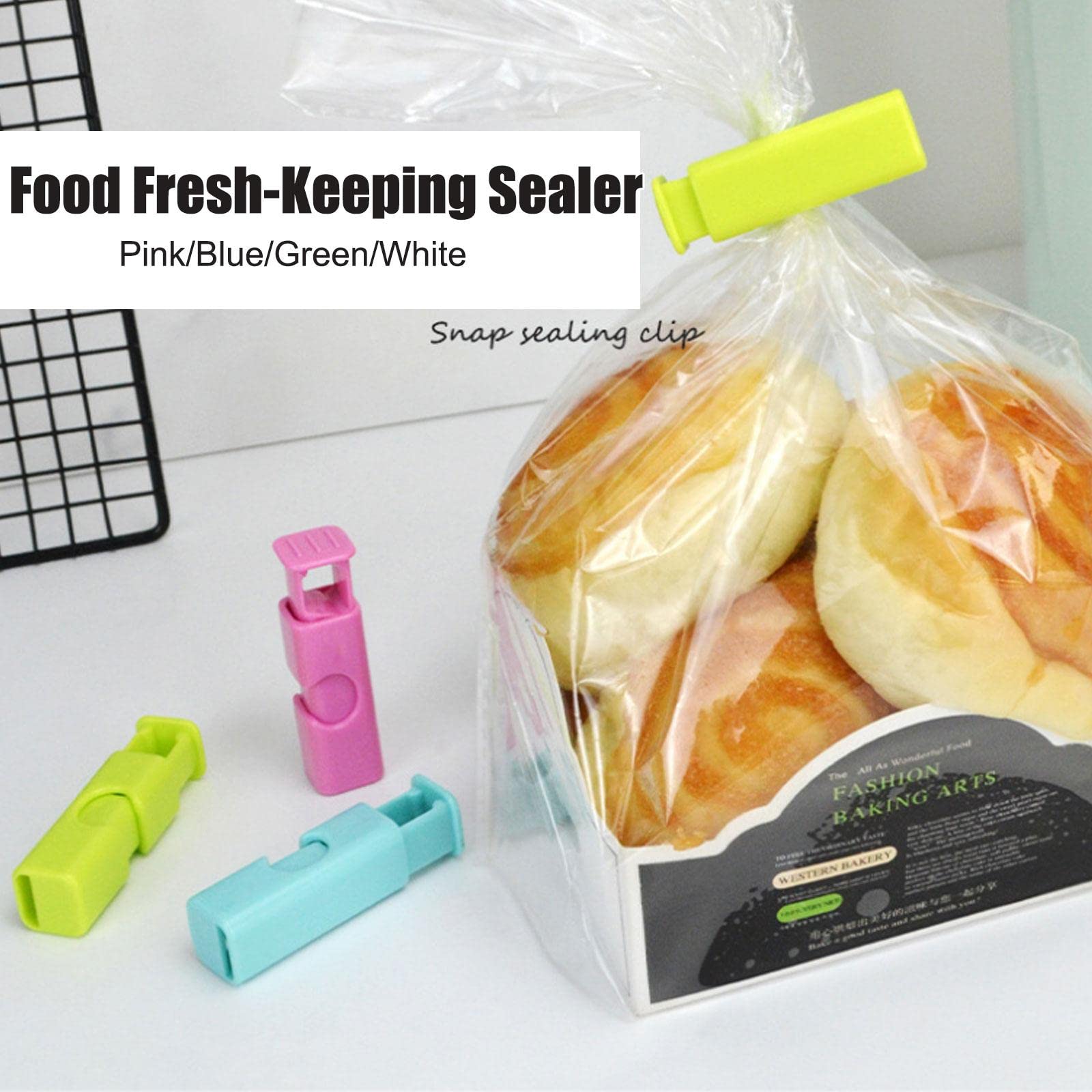 Tsugar Bread Bag Clips, Bread Bag Seal Clip Reusable Easy Squeeze & Lock for Snack Food Bread Bag, Strong Moistures-Proof Fresh-Keeping Sealing Clip