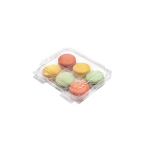 good natured macaron alternative plastic container pack of 250, 6 compartment food storage for macaron display, candy & cookie packaging - ideal for parties & events
