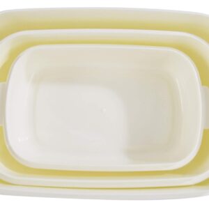 Home-X Rectangle Food Storage Containers, Microwave Cookware, Easy Storage – 21 oz / 27 oz / 81 oz Capacity - Set of 3 – Cream