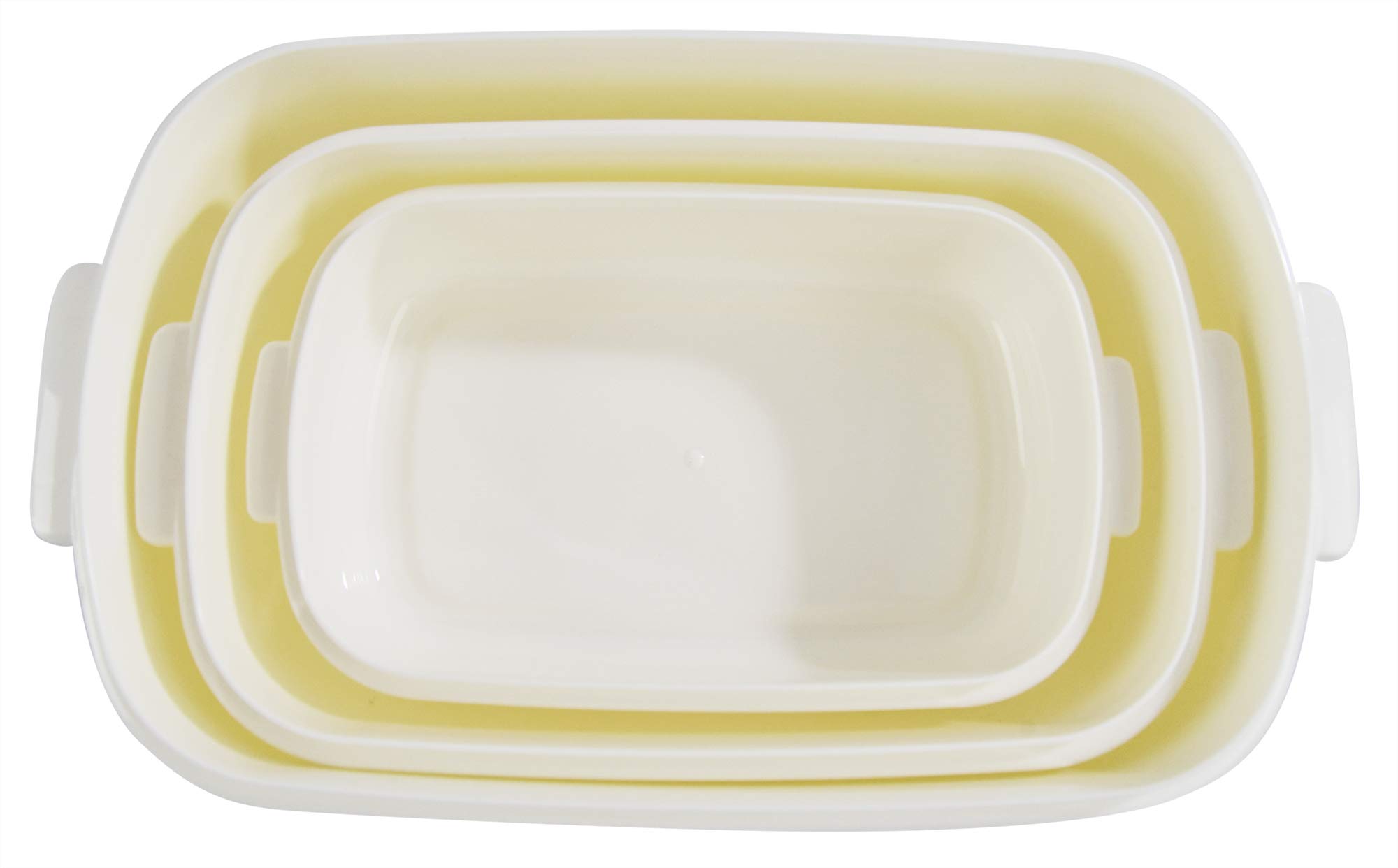 Home-X Rectangle Food Storage Containers, Microwave Cookware, Easy Storage – 21 oz / 27 oz / 81 oz Capacity - Set of 3 – Cream