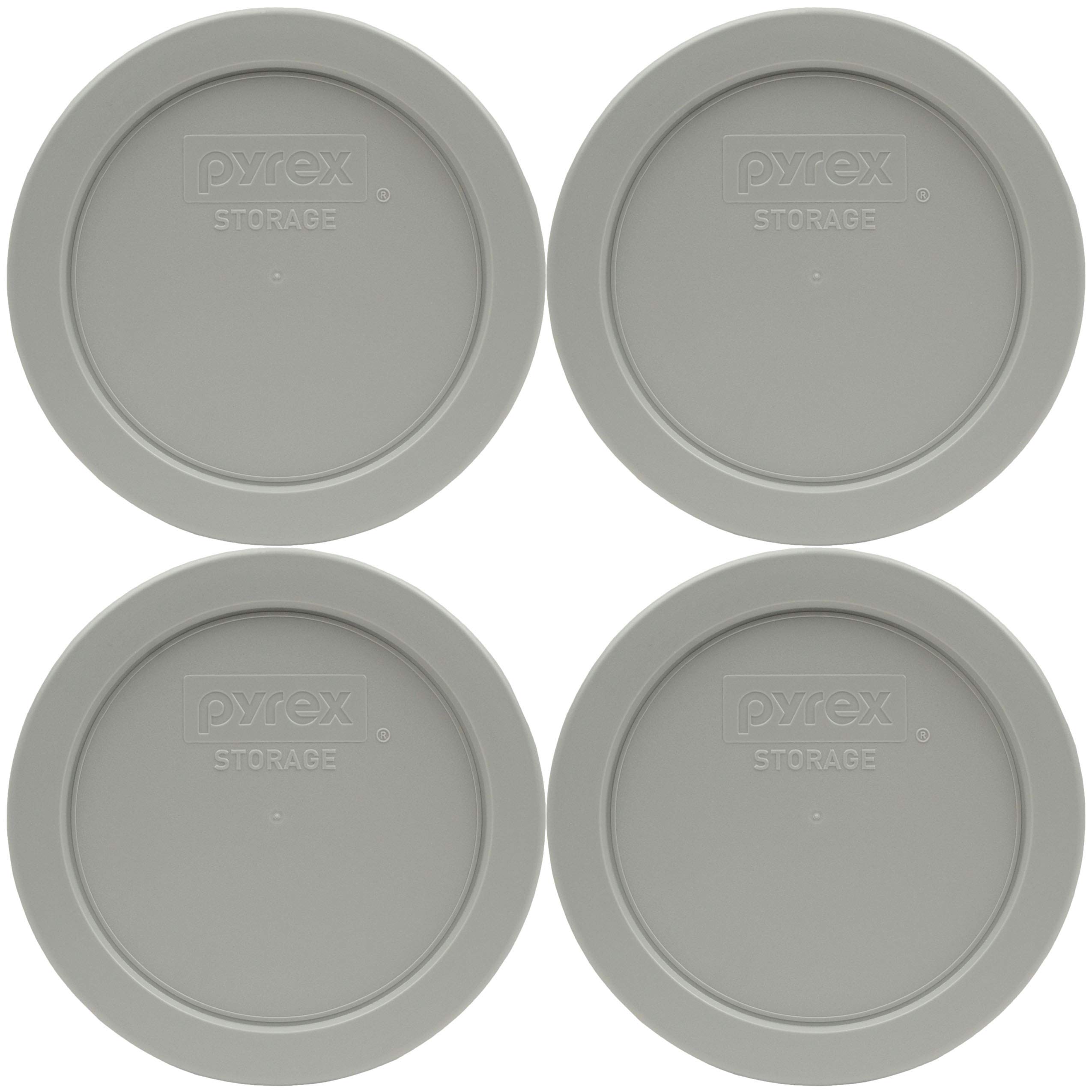 Pyrex Bundle - 4 Items: 7200-PC 2-Cup Jet Gray Plastic Food Storage Lids Made in the USA