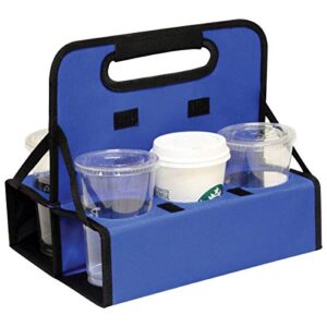 Preferred Nation Reusable Cup Carrier/Caddy (Set of 2), Holds 6 Soda Coffee Cups or Cans, Sturdy Frame and Solid Base, Foldable Convenient Easy to Carry | Great for Food Delivery Blue