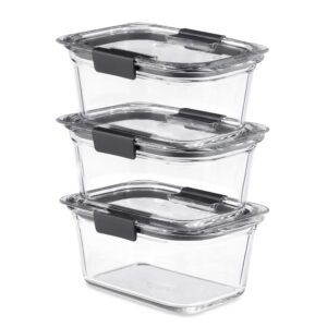 Rubbermaid Brilliance Glass Storage Set of 4 Food Containers, Medium, Clear & Brilliance Glass Storage 4.7-Cup Food Containers with Lids, 3-Pack (6 Pieces Total), Clear