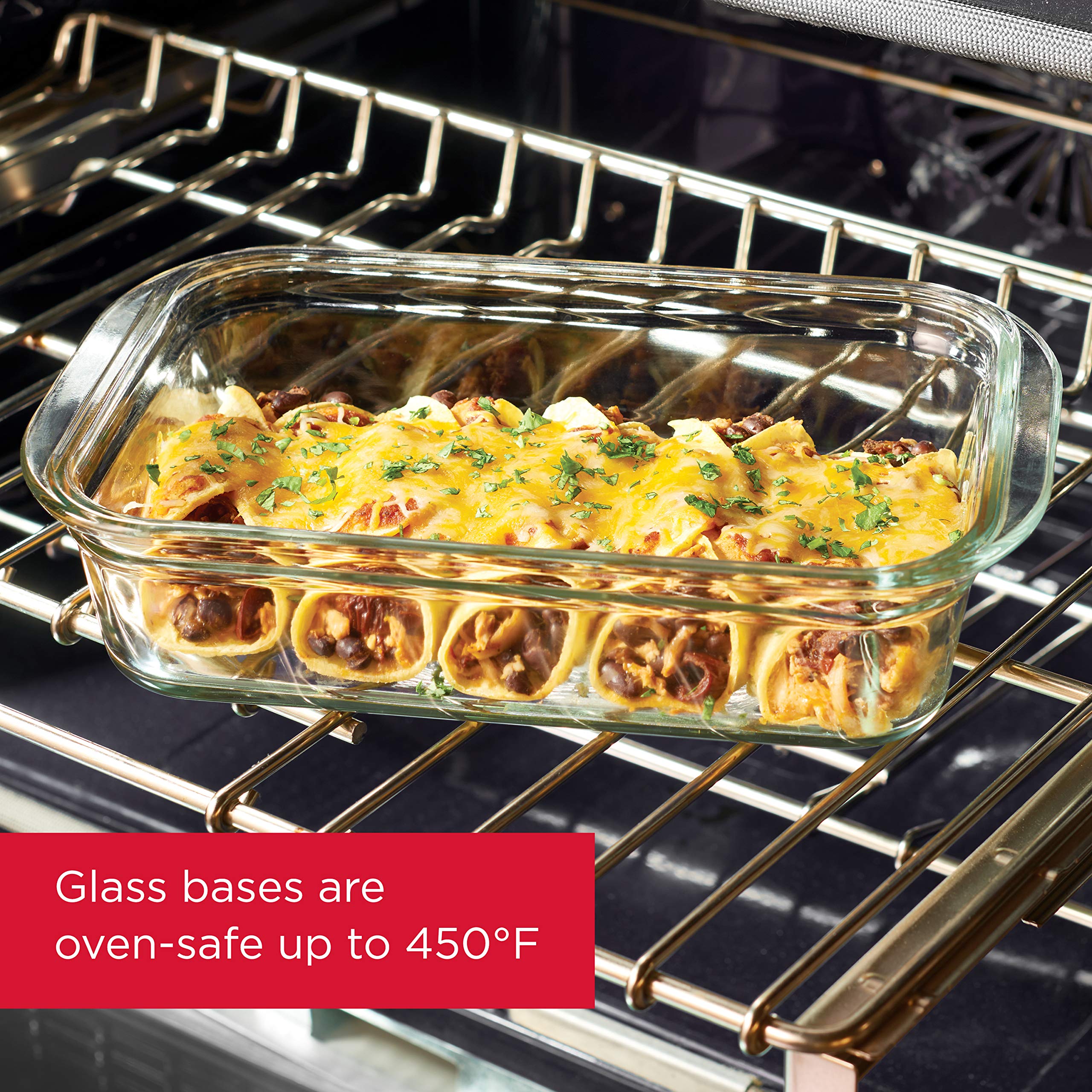 Rubbermaid Brilliance Glass Storage Set of 4 Food Containers, Medium, Clear & Brilliance Glass Storage 4.7-Cup Food Containers with Lids, 3-Pack (6 Pieces Total), Clear