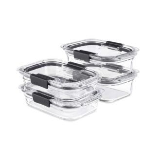 Rubbermaid Brilliance Glass Storage Set of 4 Food Containers, Medium, Clear & Brilliance Glass Storage 4.7-Cup Food Containers with Lids, 3-Pack (6 Pieces Total), Clear