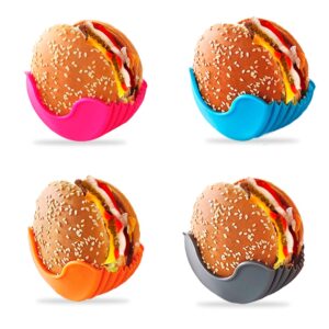 Hamburger Holders silicone burger holder plastic hamburger baskets clean eating containers 4 HOLDERS sandwich containers kids burger holder for eating