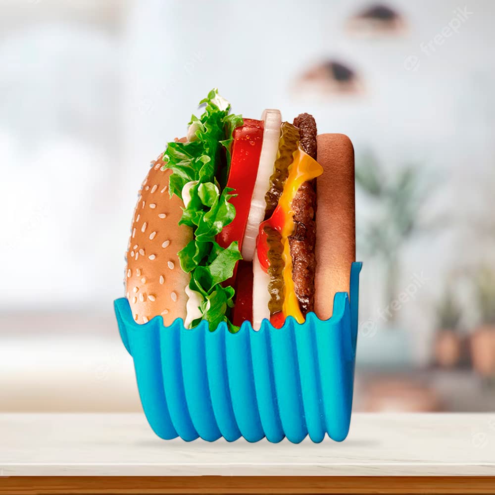 Hamburger Holders silicone burger holder plastic hamburger baskets clean eating containers 4 HOLDERS sandwich containers kids burger holder for eating