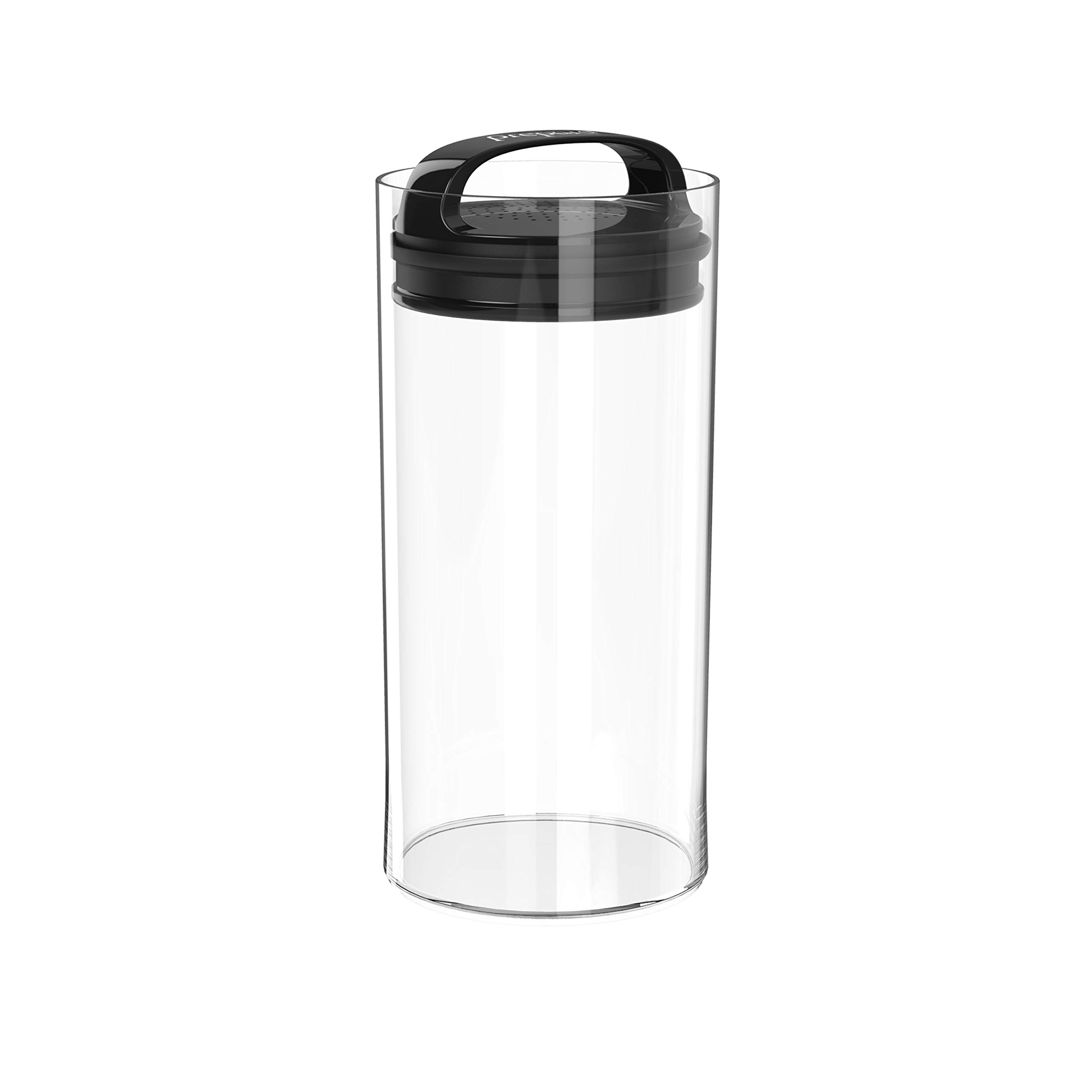 Prepara Evak Fresh Saver, Medium-Tall Airless Canister with Black handle, 2.3 Quart, Clear