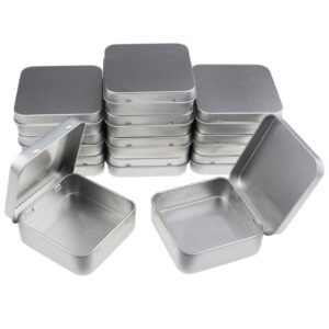 goodma 12 pieces square metal empty tins home storage containers organizer mini box with hinged lid, 2.76 x 2.76 x 0.79 inch (silver)
