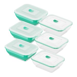 collapse-it silicone food storage containers - bpa free airtight silicone lids collapsible lunch box containers - oven, microwave, freezer safe (teal (6) 3.5-cup set)