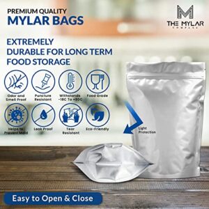 25 Stand Up Mylar Bags 1 Gallon THICK for Long Term Food Storage - 9.4 Mil - 10" x 14" ; Airtight Vacuum Sealing Resealable Ziplock Pouches Large Food Grade Mylar Bags Light, Moisture, Smell and Water