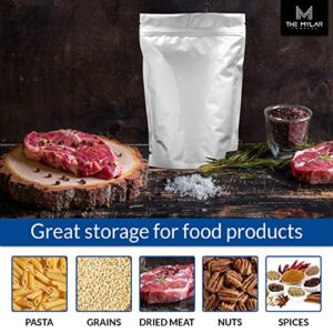 25 Stand Up Mylar Bags 1 Gallon THICK for Long Term Food Storage - 9.4 Mil - 10" x 14" ; Airtight Vacuum Sealing Resealable Ziplock Pouches Large Food Grade Mylar Bags Light, Moisture, Smell and Water