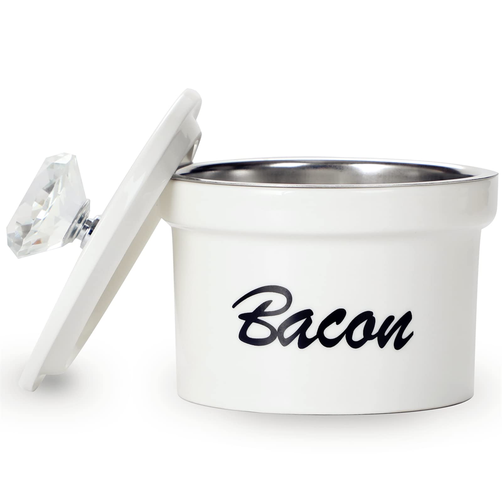 Bacon Grease Container Keeper with Crystal Lid and Strainer, 12 oz ...