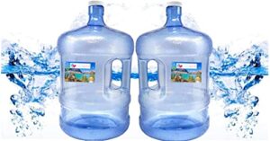 lavo home 2 pack bpa-free 5 gallon ea plastic water bottle container with cap & carrying handle