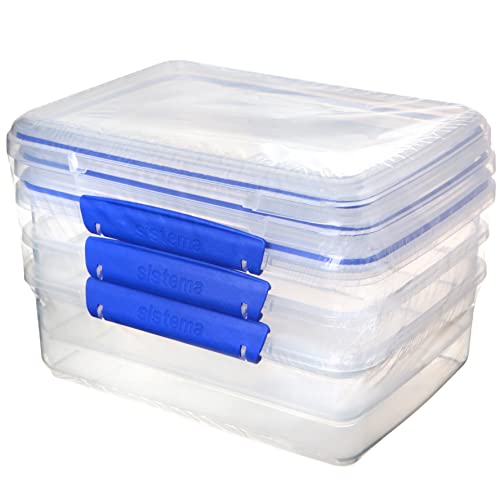 Sistema Klip It Collection Rectangle Food Storage Containers 67 ounce/ 8.4 Cup each, Set of 3