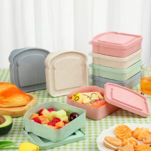 8 Pcs Sandwich Box Containers Reusable Toast Shape Sandwich Holder Plastic Sandwich Keeper for Kids Adults Lunch Prep Food Storage, Microwave Dishwasher Safe, 14 oz (Macaron Color)