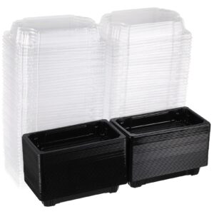 sushi containers with lid: 100 pcs black disposable sushi containers sushi boxes with clear lid fruit cake dessert container