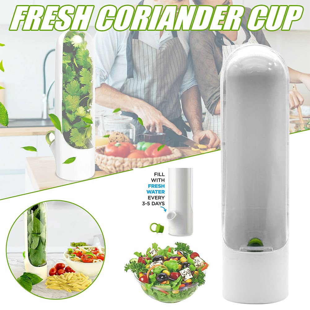 Premiu m Fresh Herb Keeper and Herb Storage Container,Herb Savor Pod Greens of Fresh Vegetable Preservation Bottle Keeps Greens Fresh for Storage Cilantro,Mint,Parsley,Asparagus