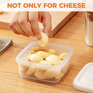 AONUOWE 2Pcs Cheese Container For Fridge Square Sliced Cheese Holder Clear Food Organizer with Lid Cheese Keeper (White)