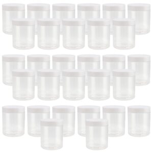 mouyat 30 pack 8 oz plastic slime containers, leakproof wide mouth refillable empty plastic jars with lids, clear plastic butter storage containers for kitchen food storage, beauty products