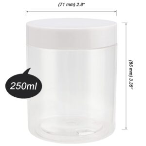 MOUYAT 30 Pack 8 Oz Plastic Slime Containers, Leakproof Wide Mouth Refillable Empty Plastic Jars with Lids, Clear Plastic Butter Storage Containers for Kitchen Food Storage, Beauty Products