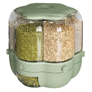 ahouger cereal dispenser grain dispenser lentil dispenser upgrade 360° rotating food dispenser with lid moisture resistant household, dispenser container for all beans, barley, millet, rice