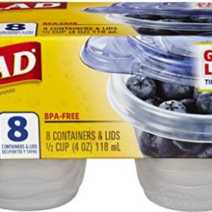 Glad Food Storage Containers - Mini Round Containers - 4 Ounce - 8 Containers