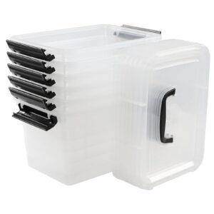 neadas 6 quart clear plastic latching storage boxes with lids and handles, 6 packs