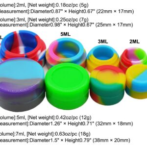 Vitakiwi 2ml 3ml 5ml 7ml Round Silicone Concentrate Containers Multi Use Food Storage Jars with Carving Tool (32PCS)