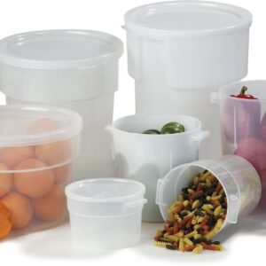 Carlisle FoodService Products Bain Marie Round Food Storage Container with Stackable Design for Kitchens, Restaurants, Catering, Plastic, 18 Quarts, White