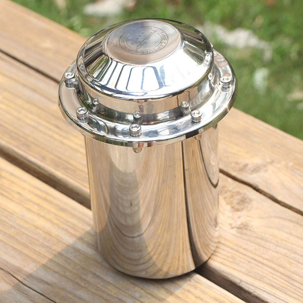 Peiyu 7.9" Stainless Steel Time Capsule Waterproof Anti-Corrosion Container Gift for Future