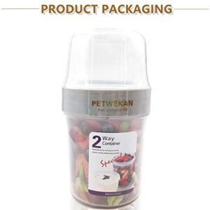 HeNai PETWEKAN Breakfast On The Go Cups，Yogurt Portable Cups Large Capacity Sealed Double Layer Food Container With Cereal Oatmeal or Fruit Container (560ml+310ml)
