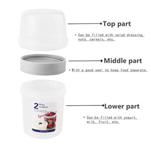 HeNai PETWEKAN Breakfast On The Go Cups，Yogurt Portable Cups Large Capacity Sealed Double Layer Food Container With Cereal Oatmeal or Fruit Container (560ml+310ml)