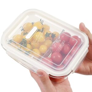 DAS TRUST 3 Pack 36oz Glass Food Storage Containers 2 Compartments Glass Meal Prep Containers with Lids for Adult Food Prep Containers with Divider Reusable Lunch Bento Box