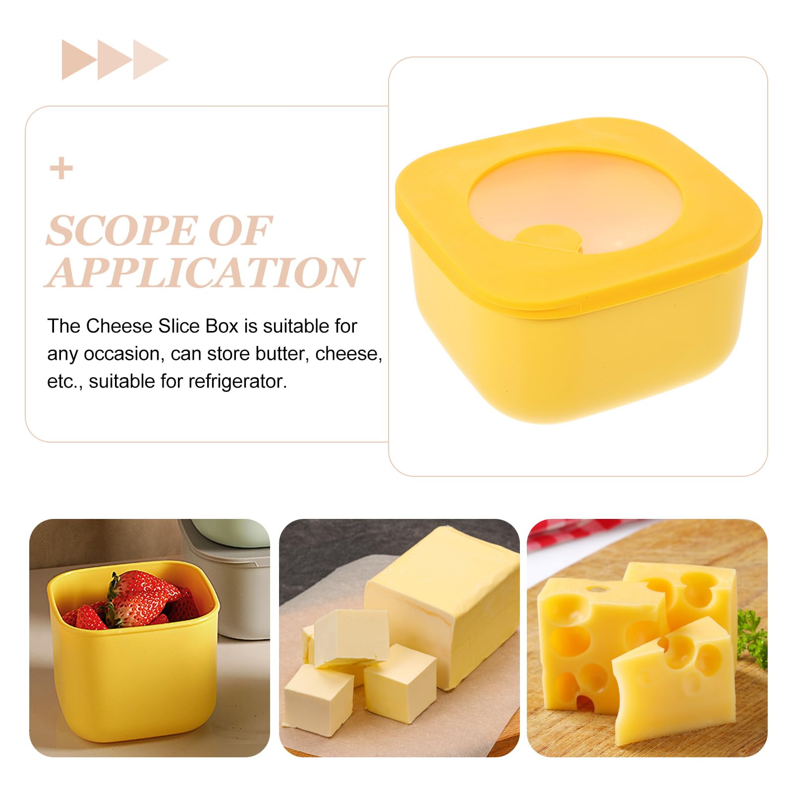 Kichvoe 4.7 * 2.5'' Sliced Cheese Container for Fridge Plastic Storage Containers with Lid Butter Cheese Slice Storage Box for Food Storage-S